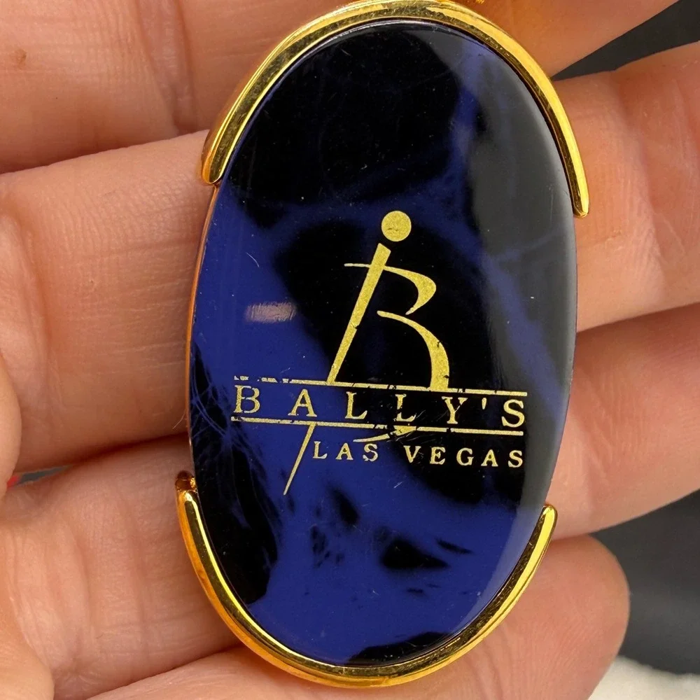 Vintage Bally's Las Vegas Keychain Blue Gold Tone Casino Souvenir READ